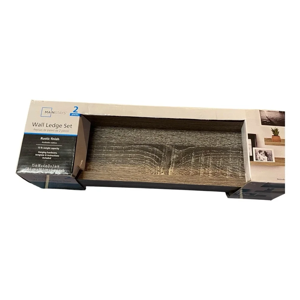 Mainstays 2 Pc Wall Ledge Shelf Set Rustic Finish 15